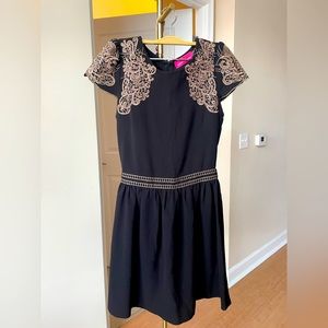 Pookie & Sebastian (NYC Boutique) - Black Dress with Gold Detailing - Size Small
